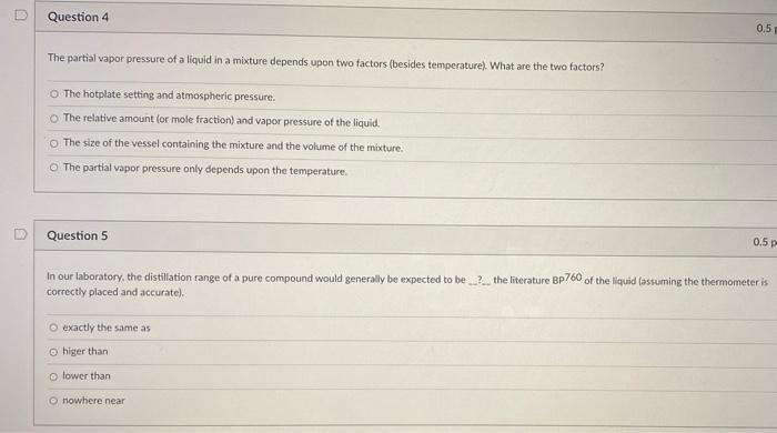 position for a thermometer in a distillation apparatus is ... a) b)