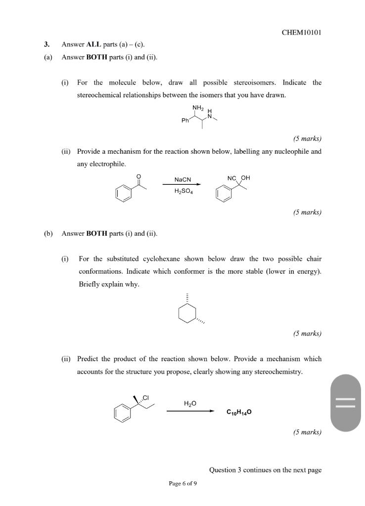 (ii). (i) Heating either of the compounds shown below in water gives