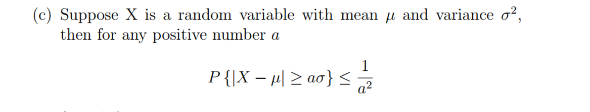  (c) Suppose x is a random variable with mean and variance