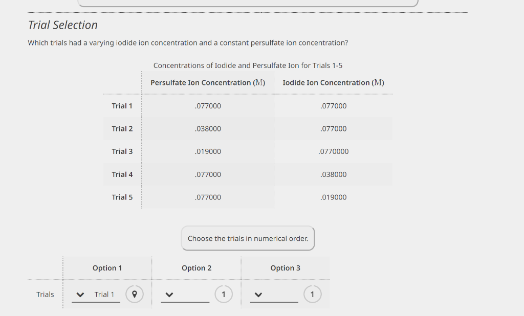 a constant persulfate ion concentration? Flask A Flask B Which trials had