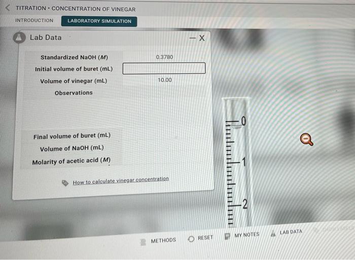  Beaker for top section Beaker for bottom section Standardized NaOH(M) Initial