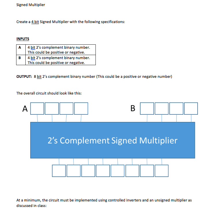 Need help to complete this computer science project: Signed Multiplier Create a