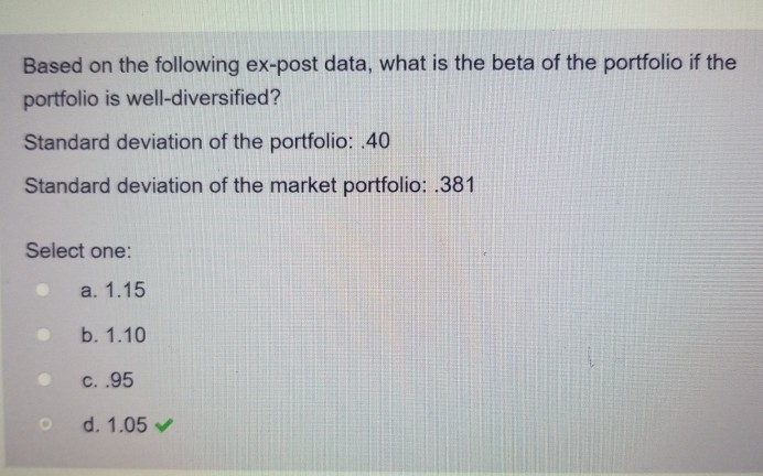 Based on the following ex-post data, what is the beta of