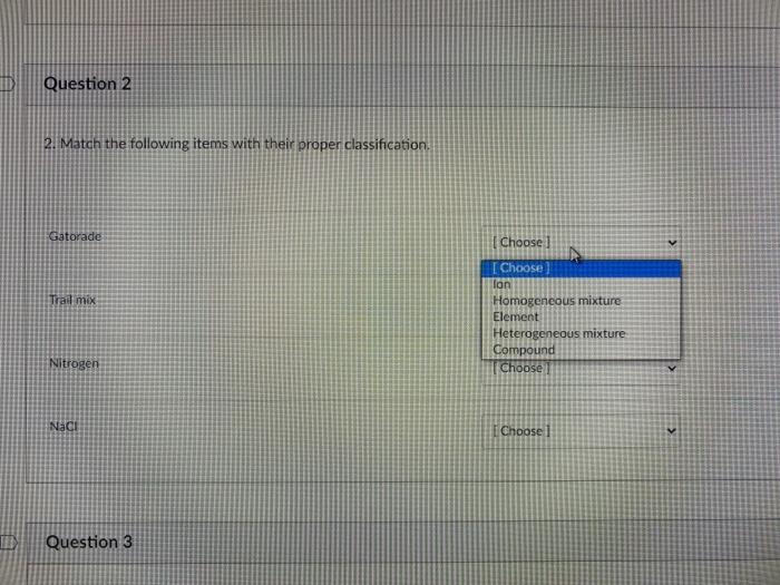 TD Question 2 2. Match the following items with their proper