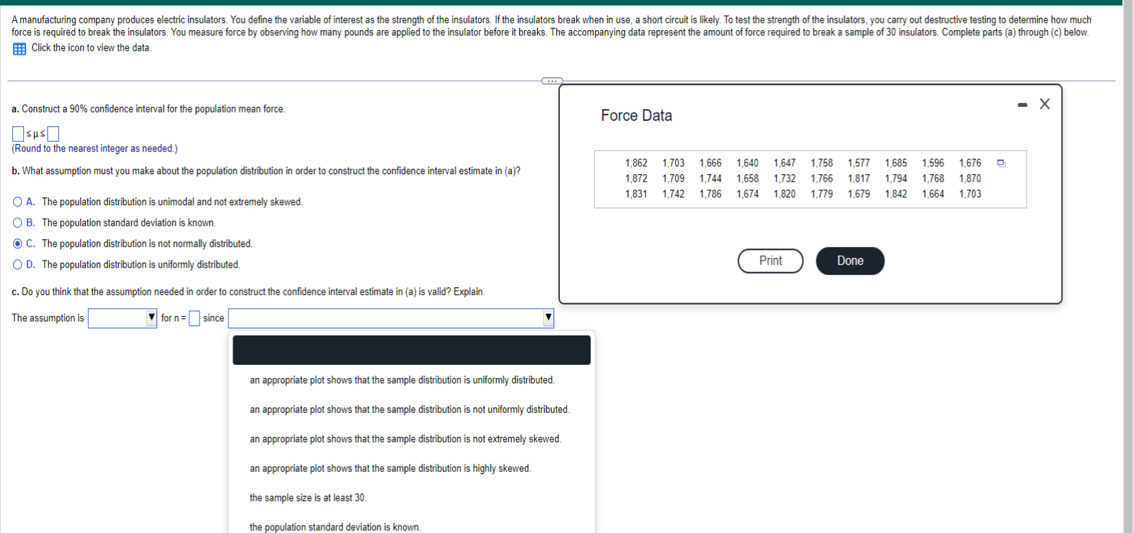  Click the icon to view the data. a. Construct a 90%