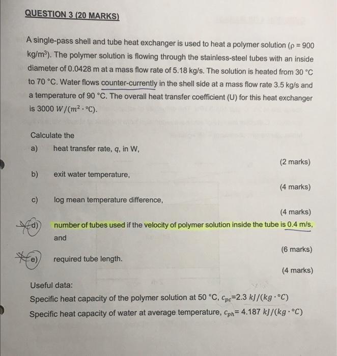 How to do qn Qn3(d) and (e)? QUESTION 3 (20 MARKS) A