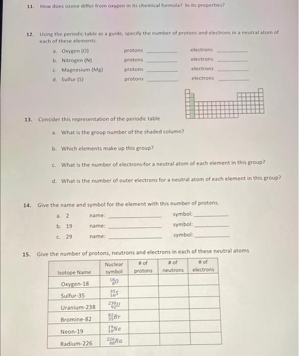  11 How does ozone differ from oxygen in its chemical formula?
