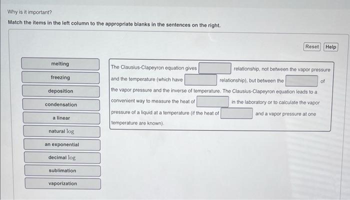  Why is it important? Match the items in the left column