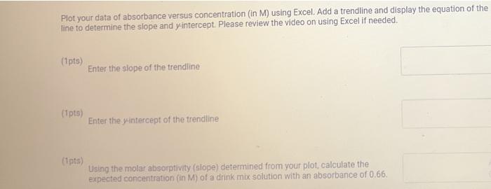 Concentration (MM) Concentration (M) Absorbance 160 0.16 1,46 Sample 1 180 0.18