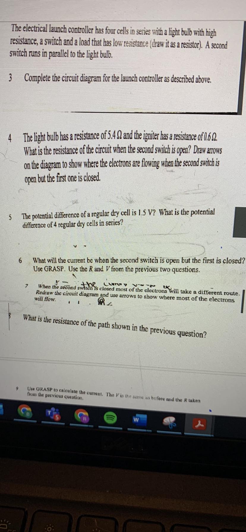  The electrical launch controller has four cells in series with a