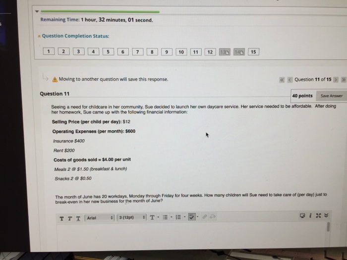  Remaining Time: 1 hour, 32 minutes, 01 second. & Question Completion
