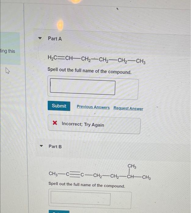  Part A ing this H2C=CH-CH2 CH2 - CH2 - CH3 7