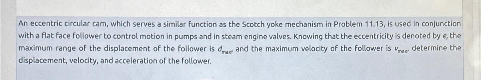  An eccentric circular cam, which serves a similar function as the