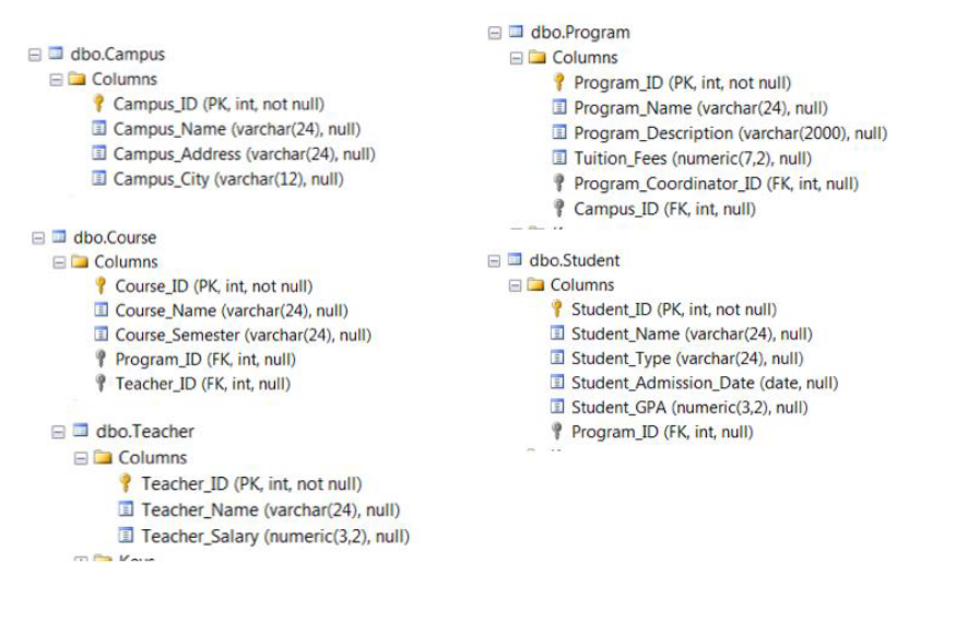 Guaranteed upvoting for answering correctly dbo.Program dbo.Course Columns dbo.Student P Course_ID (PK,