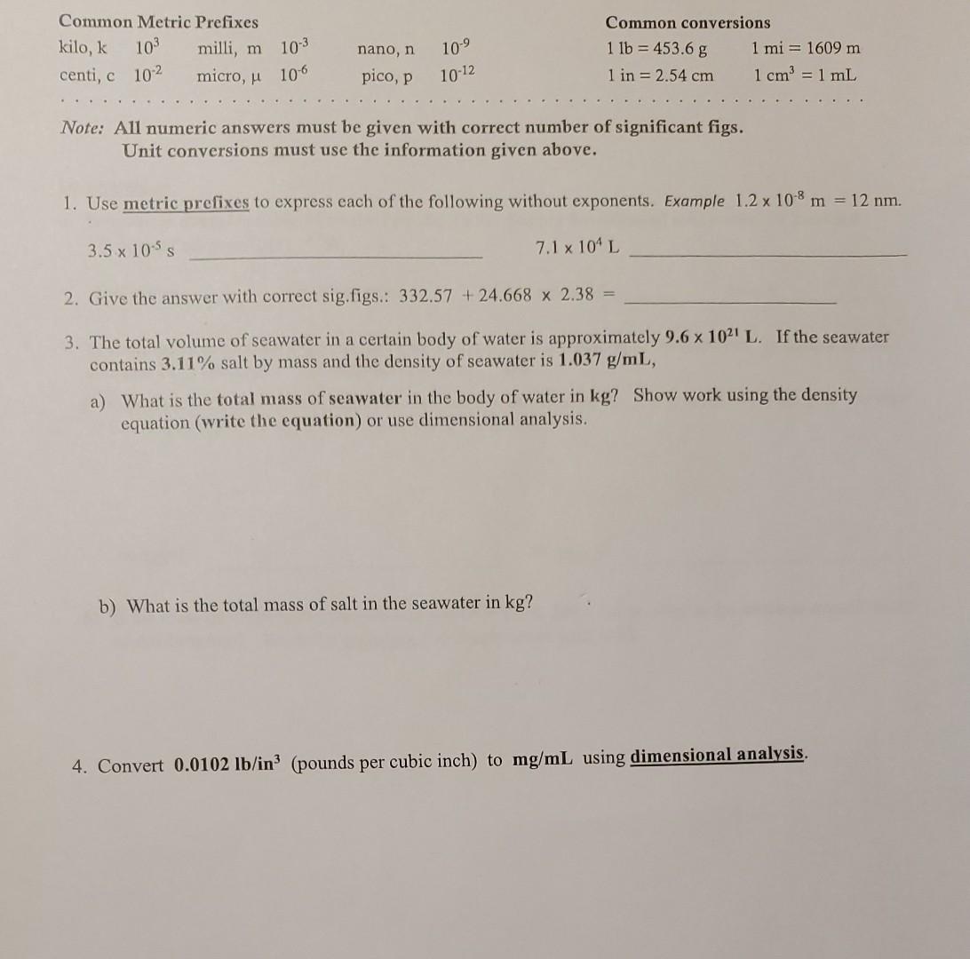 plz show work so I know how to do Common Metric