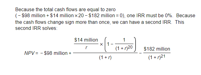  Can you help me solve the second IRR, i was having