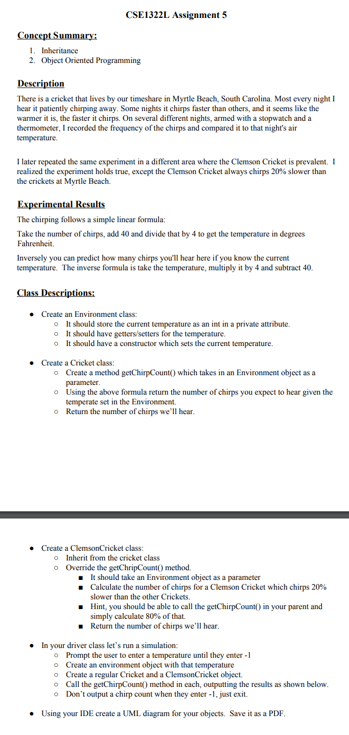 I need this assignment coded in C# please. Thank you :) CSE1322L