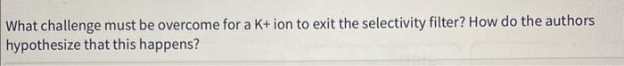 a hydrated K+ ion as it moves into the selectivity filter. Be