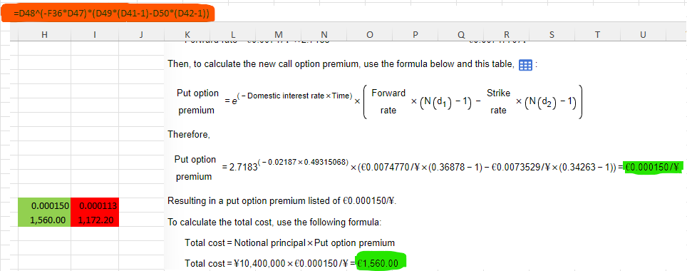 How to set excel formulas calculations for below? Please provide answer in