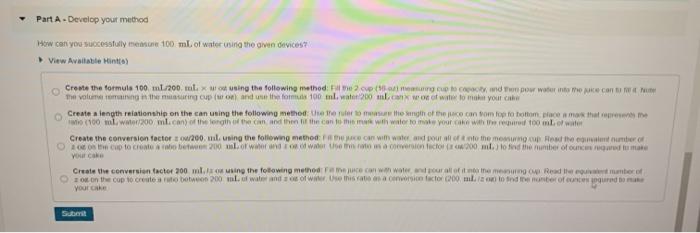  Part A. Develop your method How can you successfully em 100