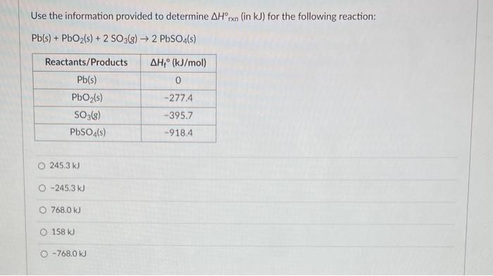  Use the information provided to determine H nn ( in kJ)