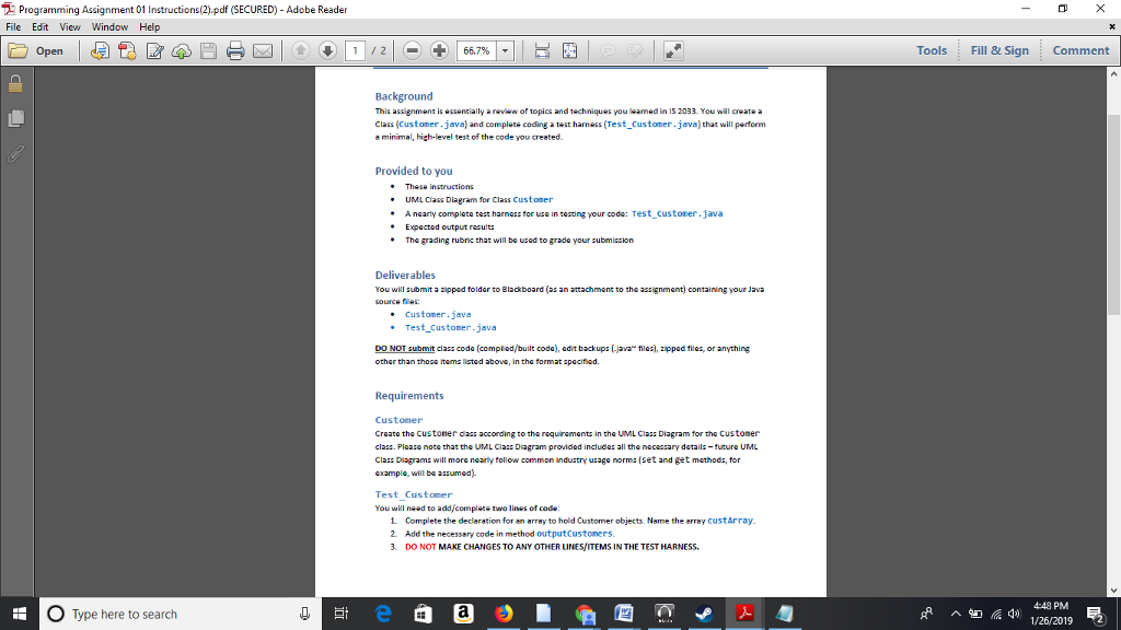 Need programming help Code is in link : https://www.chegg.com/homework-help/questions-and-answers/simple-test-harness-customer-class-keyboard-input-accepted-user-used-instantiate-customer--q34428059 Programming Assignment 01