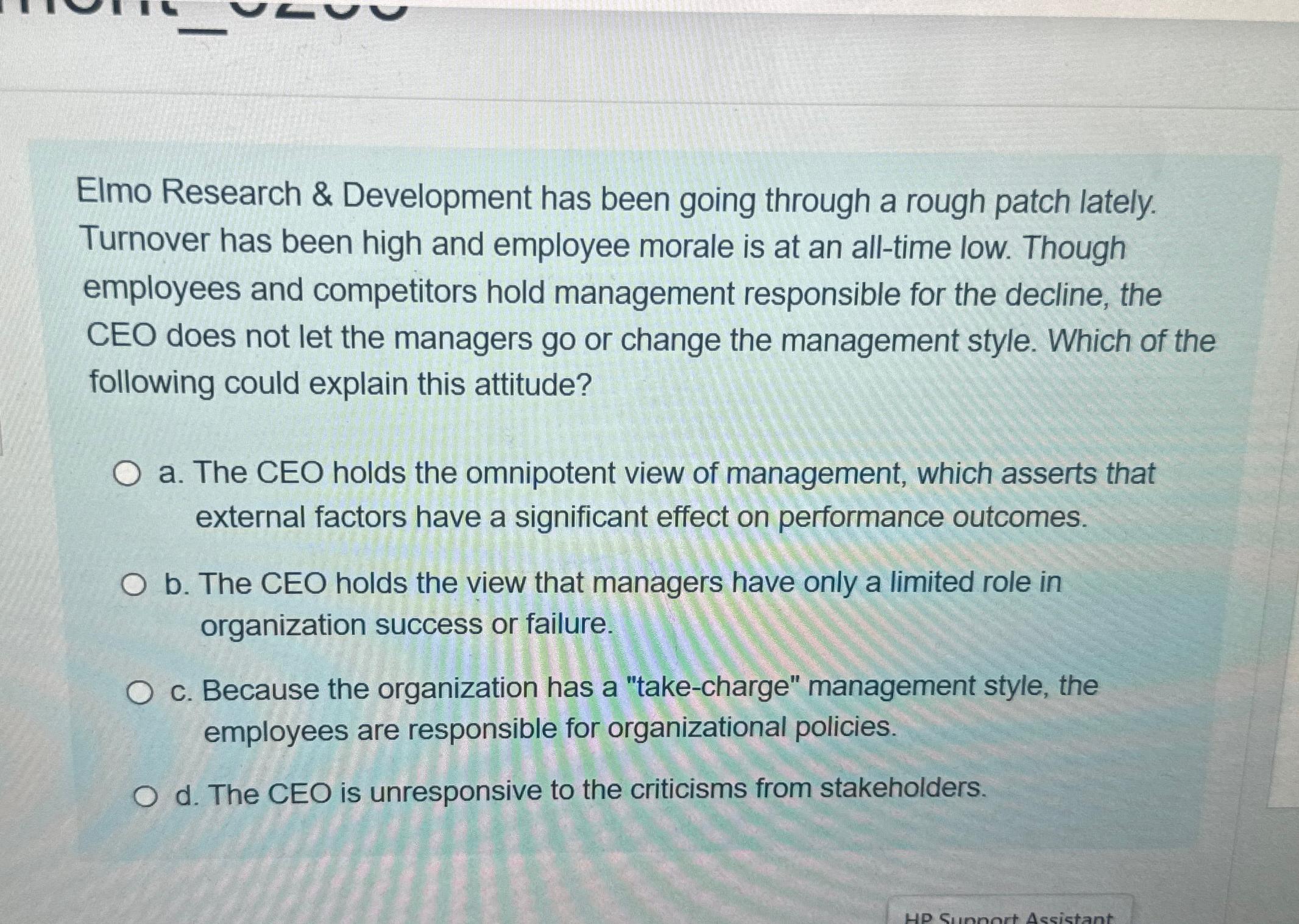  Elmo Research & Development has been going through a rough patch