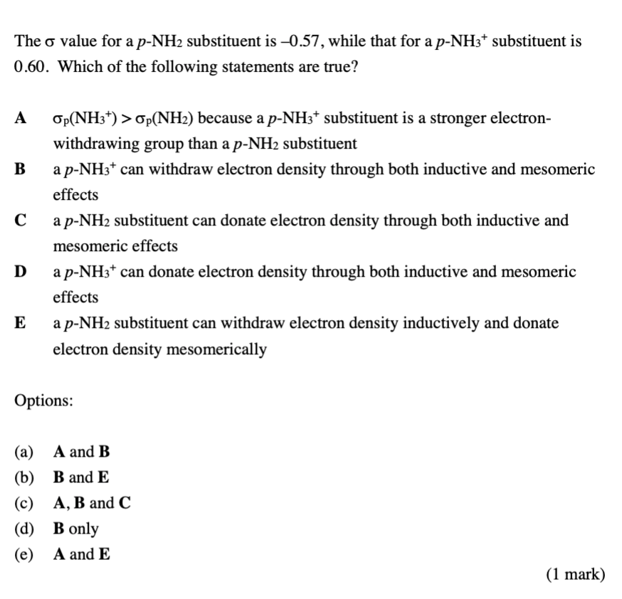  The o value for a p-NH2 substituent is -0.57, while that