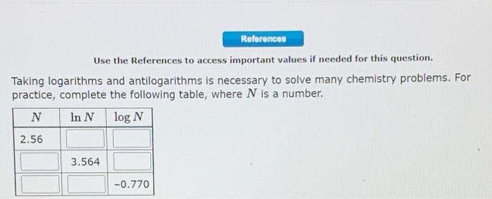  References Use the References to access important values if needed for