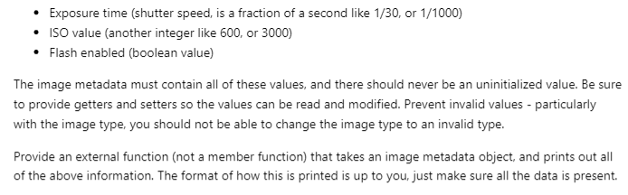 metadata for an image taken by a camera. The metadata should include