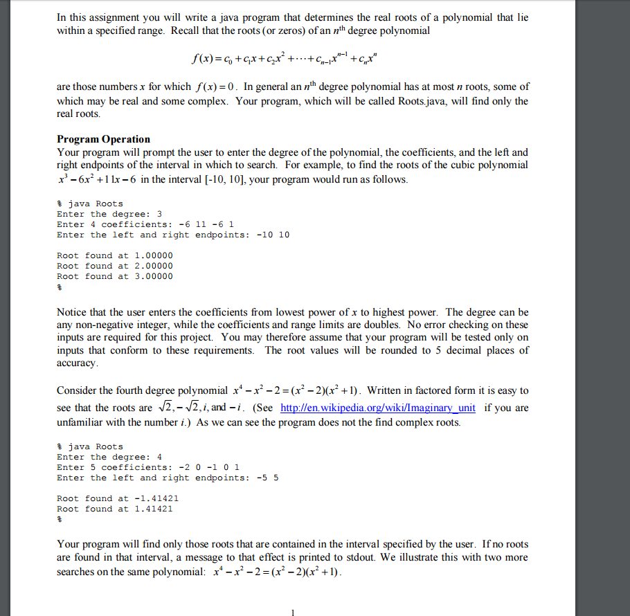 java In this assignment you will write a java program that determines