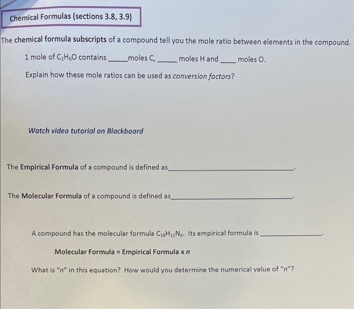 3.9 and 3.10 in the textbook Molar Mass (section 3.7) The molar