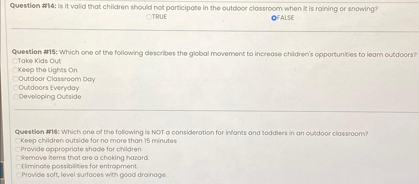  Question #14: Is it valid that children should not participate in
