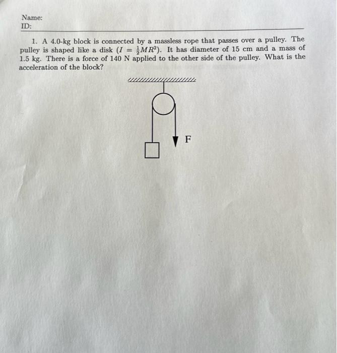 please help with this 1. A 4.0 - kg block is connected