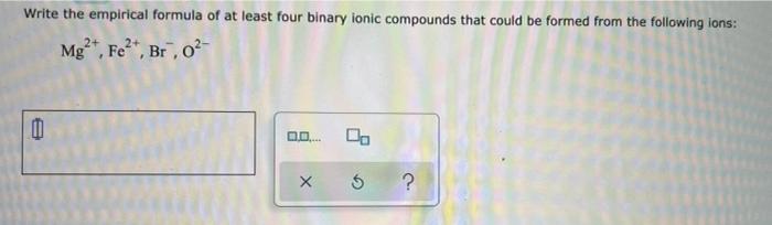  Write the empirical formula of at least four binary ionic compounds