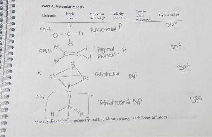  - Specify the molecular geometry al HCl CH3 CH4O C2H4 50