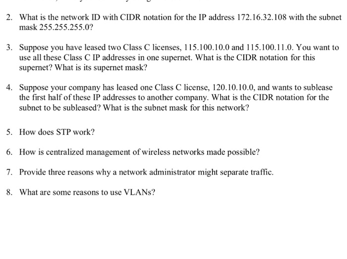  2. What is the network ID with CIDR notation for the