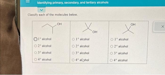  Classify each of the molecules below. \begin{tabular}{|c|c|c|} \hline & & \\