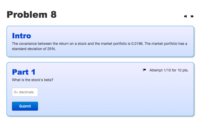 how to solve this Problem 8 Intro The covariance between the return
