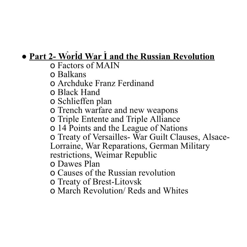  Write note on below points Worid War I and the Russian