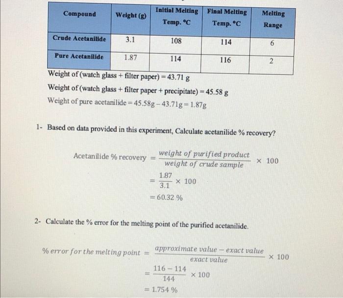 solve Q3 and check Q4 please Initial Melting Compound Final Melting Weight