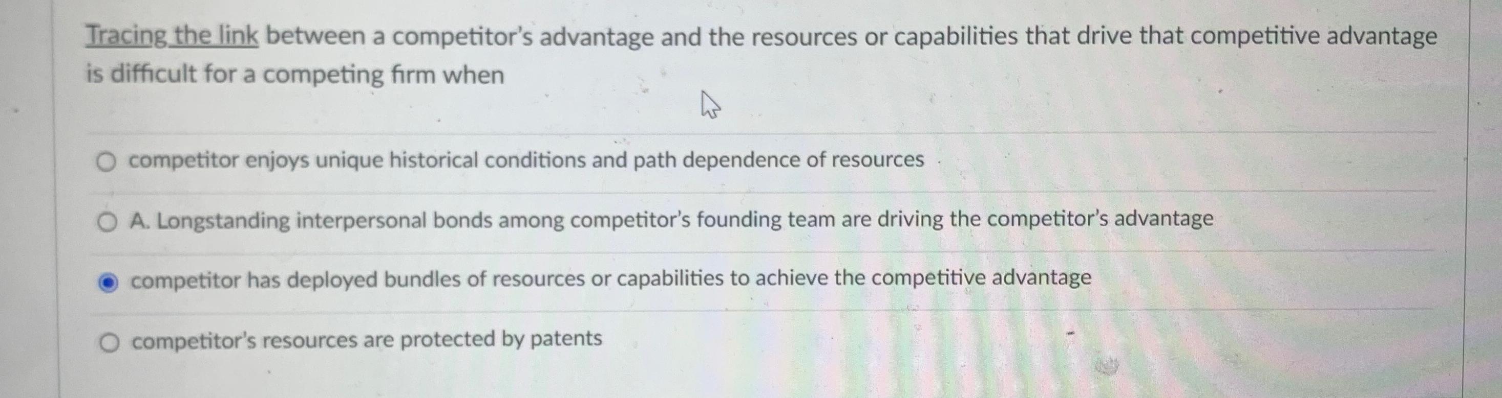  Tracing the link between a competitor's advantage and the resources or