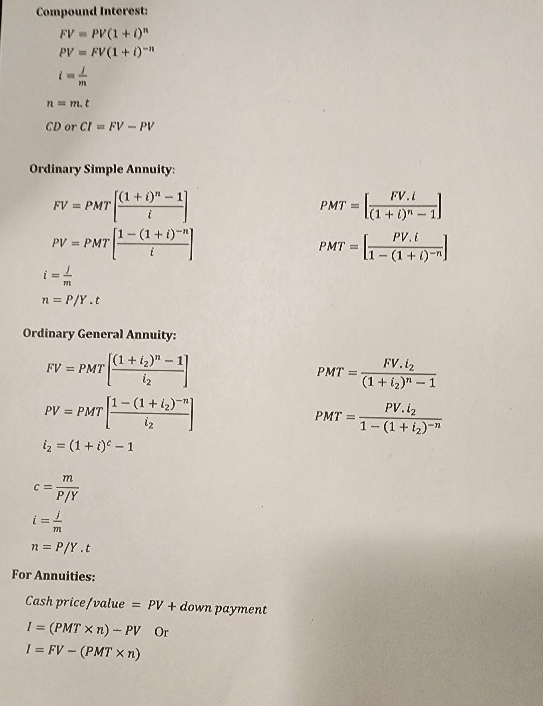 value) of an ordinary general annuity - \\( P M T= \\)