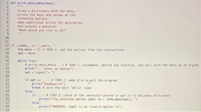 the user input using if branches - check that an option is
