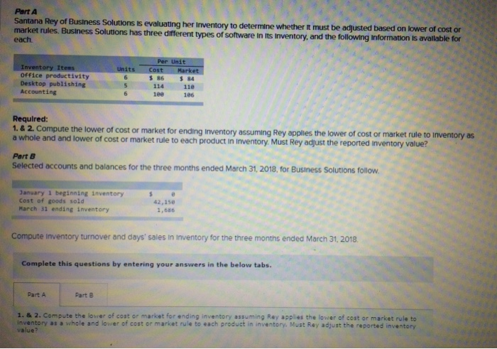  Part A s evaluating her Inventory to determine whether it must