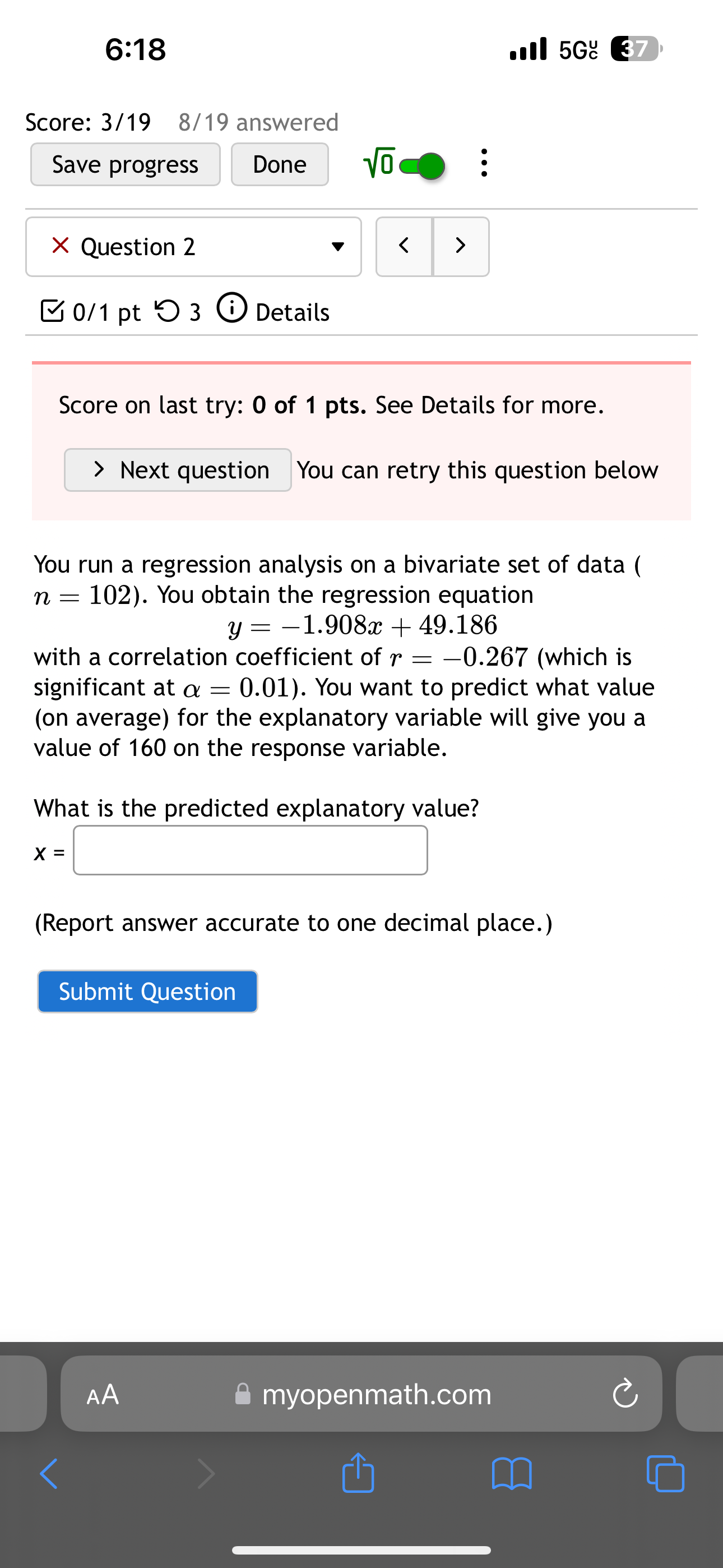 @ Details Score on last try: O of 1 pts. See Details