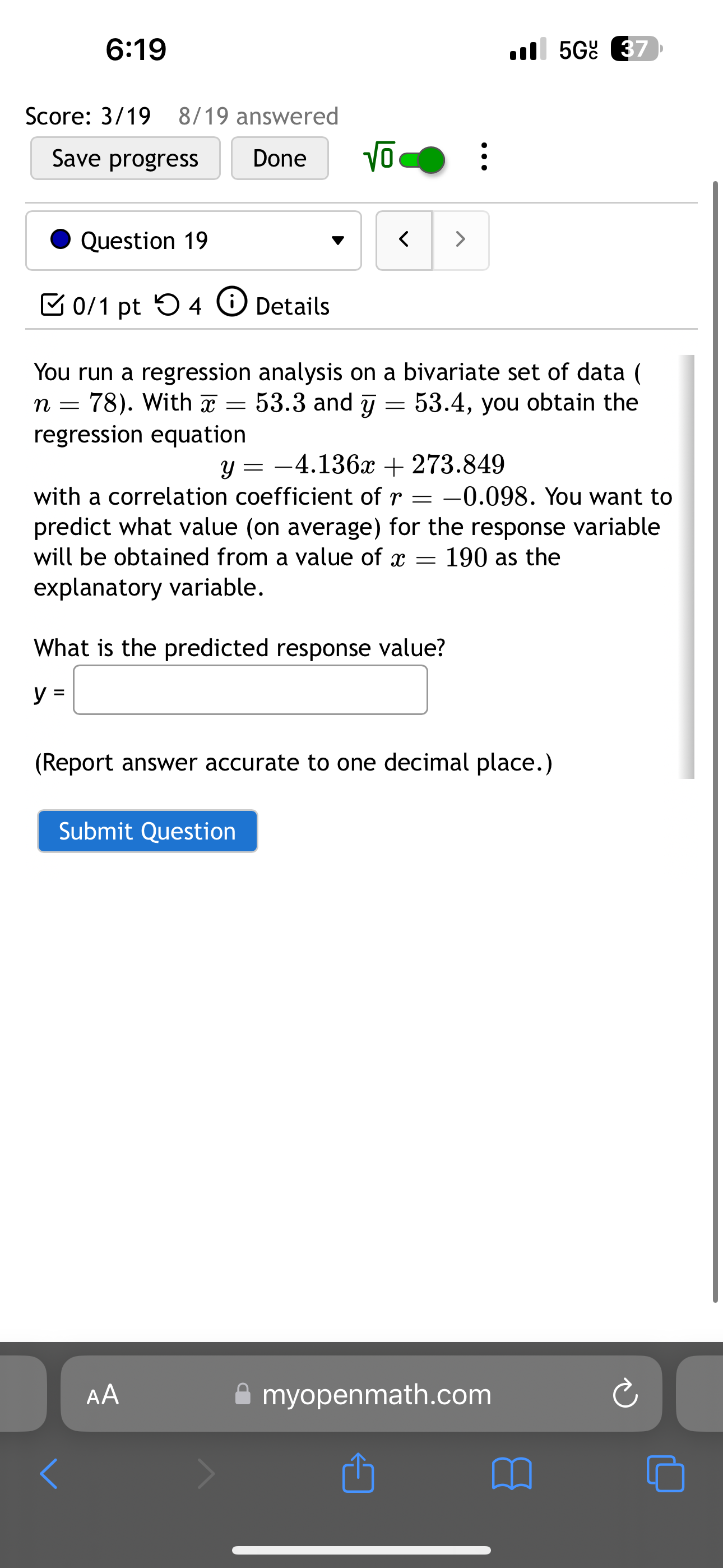 a correlation coefficient of r = 0.267 (which is significant at &