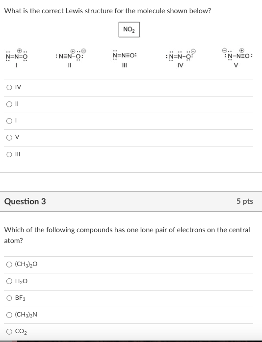 What is the correct Lewis structure for the molecule shown below?