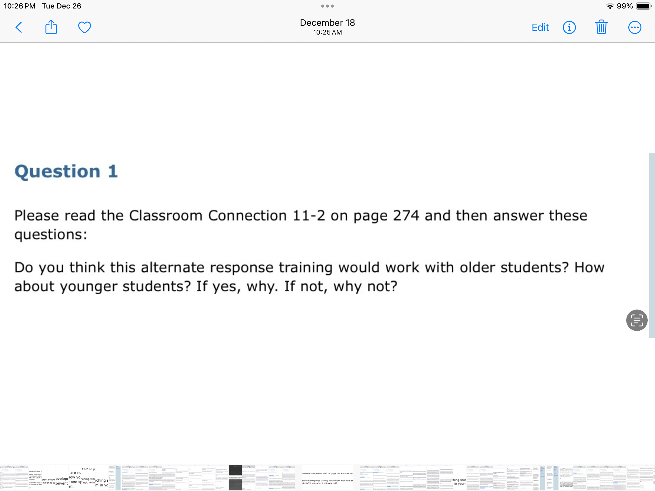  Question 1 Please read the Classroom Connection 11-2 on page 274