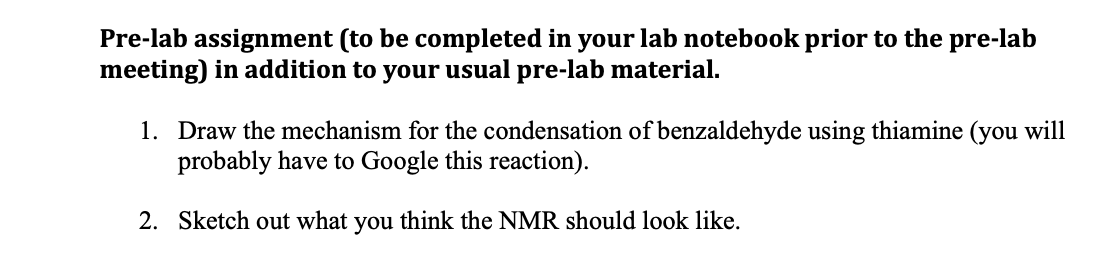 Pre-lab assignment (to be completed in your lab notebook prior to